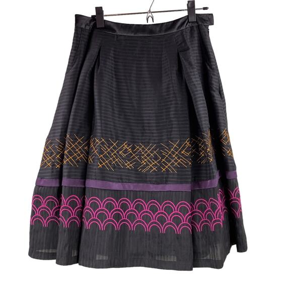 Sundance Womens Linen Silk Embroidered Full Skirt Size 6 NWOT - Picture 1 of 6